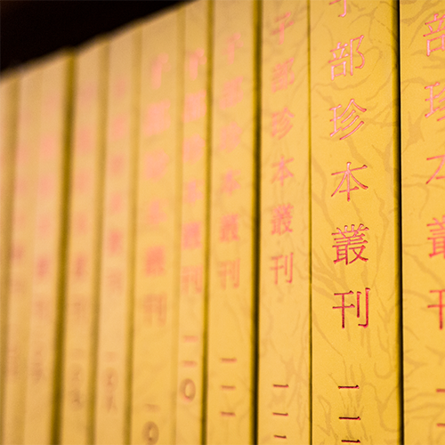 spines of books with Chinese writing