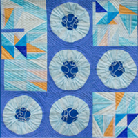 blue quilt entry to Trash Art Contest 2022