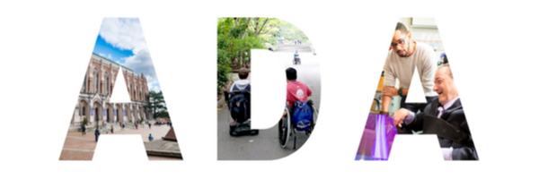 Americans with Disabilities Act acronym with images of UW community and campus