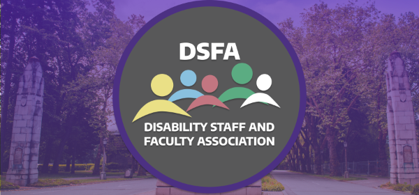 logo for uw disability staff and faculty association consisting of 5 heads of people in a circle